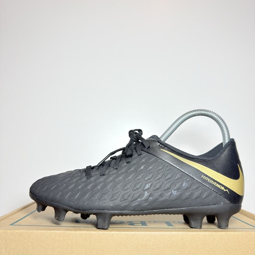 Nike Hypervenom Phantom 3 Club FG Soccer Cleats Black Gold Mens Size 6.5 Used